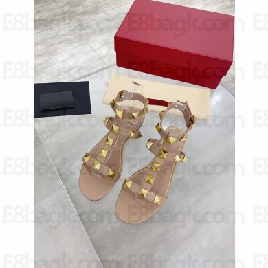 Valentino ROMAN STUD FLAT CALFSKIN SANDAL nude 2021