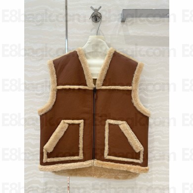 celine vintage-finish vest in shearling TAN / CREAM 2024