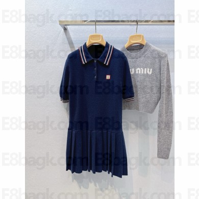 MIU MIU navy Wool and cashmere polo dress MMA892 2025