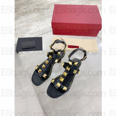 Valentino ROMAN STUD FLAT CALFSKIN SANDAL black 2021