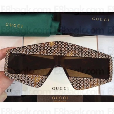 gucci Rectangular-frame acetate sunglasses with crystals 519975 01