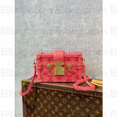 LOUIS VUITTON tufted calfskin leather Petite Malle handbag m20745 pink