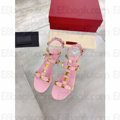 Valentino ROMAN STUD FLAT CALFSKIN SANDAL pink 2021