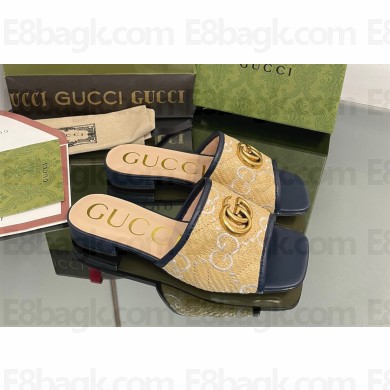 Gucci Women's GG raffia effect slide black 2022