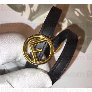 Fendi F Is Fendi Double-wrap Bracelet Black with Adjustable Buckle