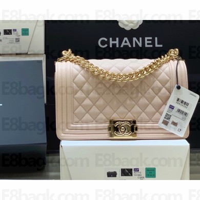 Chanel Le Boy Bag In caviar Leather nude With Gold Hardware (Original Quality)