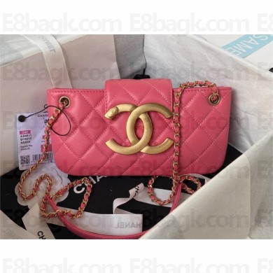 Chanel Lambskin & Gold-Tone Metal Baguette Bag AS4611 Fuchsia 2024