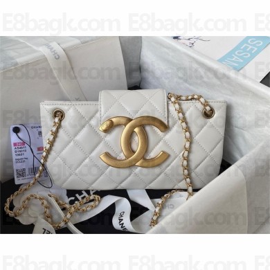 Chanel Lambskin & Gold-Tone Metal Baguette Bag AS4611 white 2024