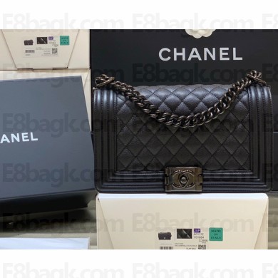 Chanel so black Le Boy Bag In caviar Leather (Original Quality)
