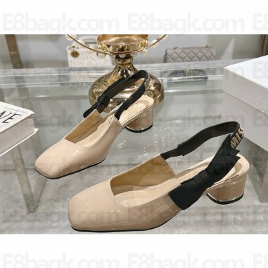 Dior Miss Dior Paris Slingback Pump Beige Patent Calfskin heel 4.5cm 1107-2024