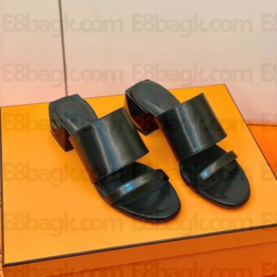 hermes heel 5cm calfskin Cornelia sandal noir