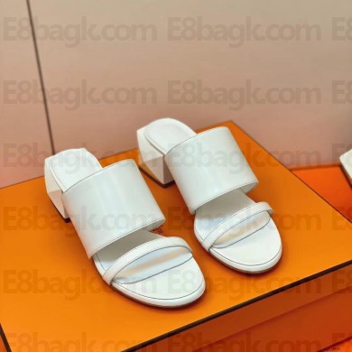 hermes heel 5cm calfskin Cornelia sandal white