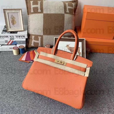 Hermes Birkin 30/35 Bag In Original togo Leather With Gold/Silver Hardware orange