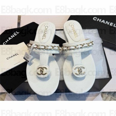 Chanel Chain and CC Logo Thong Sandals Mules white 2025