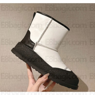 Balenciaga new calfskin short snow boots in black/white 1120-2024 