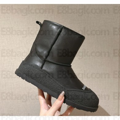 Balenciaga new calfskin short snow boots in black 1120-2024 