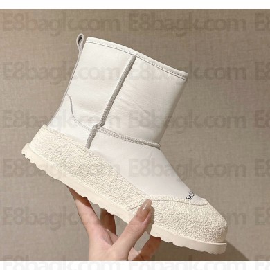 Balenciaga new calfskin short snow boots in white 1120-2024 
