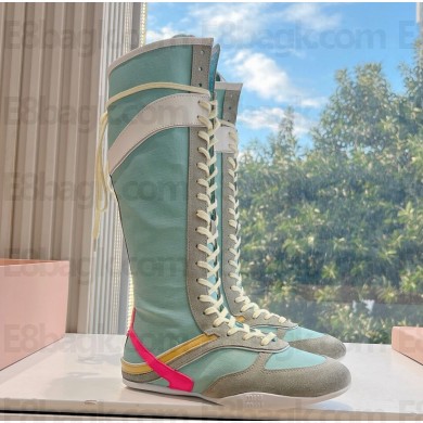 Miu Miu lace-up suede leather Riding Boots 01-2024 