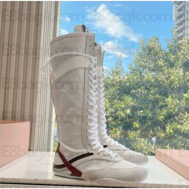 Miu Miu lace-up suede leather Riding Boots 03-2024 