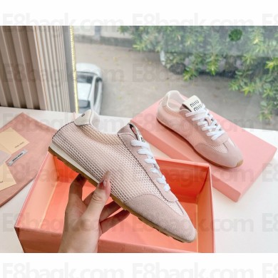 Miu Miu Fabric mesh/suede sneakers in pink  1120-2024 