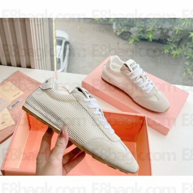 Miu Miu Fabric mesh/suede sneakers in white 1120-2024 