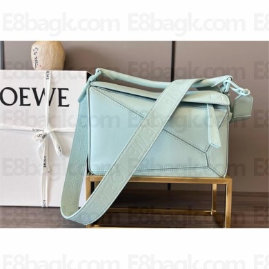 LOEWE Small Puzzle bag in satin calfskin sky blue 2024