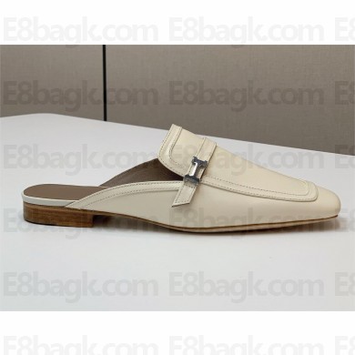 HERMES Groupie mule in leather white 2023