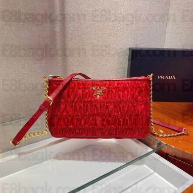 Prada Ruffled Fabric Mini Bag 1BH171 red 2021