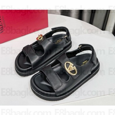 Valentino Garavani VLogo Locker sandal in calfskin BLACK 2025