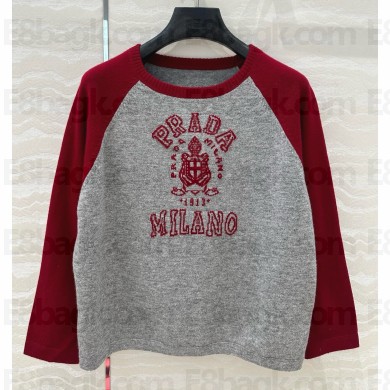 Prada Women's Red Cashmere Crew-Neck Jumper 2025