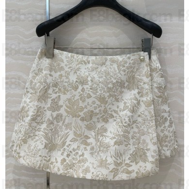 Dior Shorts White Technical Jacquard with Gold-Tone Millefiori Motif 2025