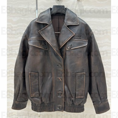 MIU MIU Nappa leather jacket dark brown MPV921 2025
