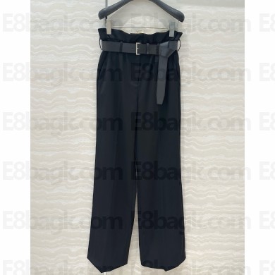 Prada Belted Pleated Trousers black 2025