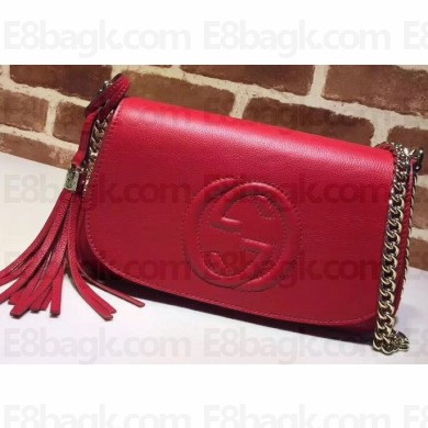 Gucci Soho Tassel Leather Chain Shoulder Bag 336752 Red