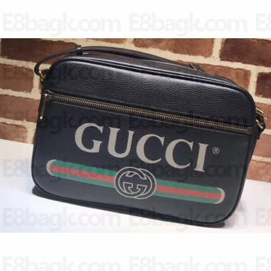 Gucci Vintage Logo Messenger Shoulder Bag 523589 Black
