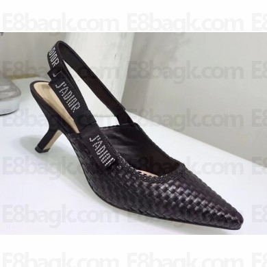 Dior Heel 6.5cm J'Adior Slingback Braided Pumps Black 2020