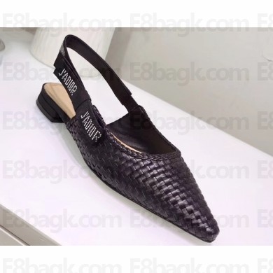 Dior J'Adior Slingback Braided Ballet Flats Black 2020