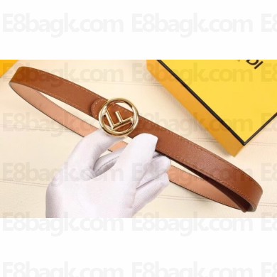 Fendi Width 2cm F is Fendi Logo Round Buckle Belt Brown/Gold