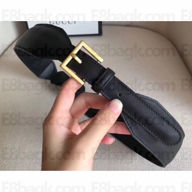Gucci Leather Belt with Horsebit 600636 Black