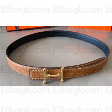 Hermes Width 2.4cm Mors H Reversible Leather Belt Black/Brown