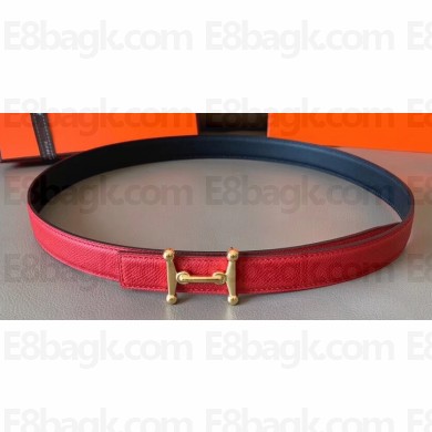 Hermes Width 2.4cm Mors H Reversible Leather Belt Black/Red