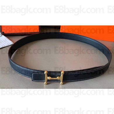 Hermes Width 2.4cm Mors H Reversible Leather Belt Black