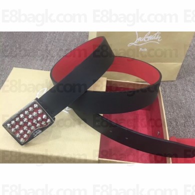 Christian Louboutin Width 3.5cm Louis Belt Leather Black/Red 2020