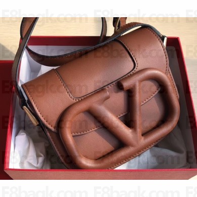 Valentino Supervee Calfskin Crossbody Small Bag Brown 2020