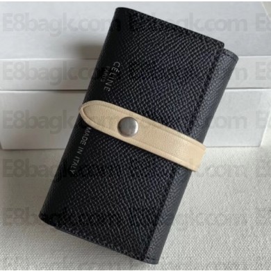Celine Bicolour Strap Key Case Black/Creamy