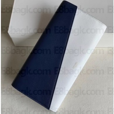 Celine Diagonal Large Flap Multifunction Wallet Blue/White
