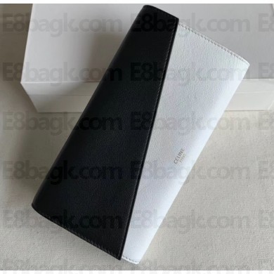 Celine Diagonal Large Flap Multifunction Wallet Black/White