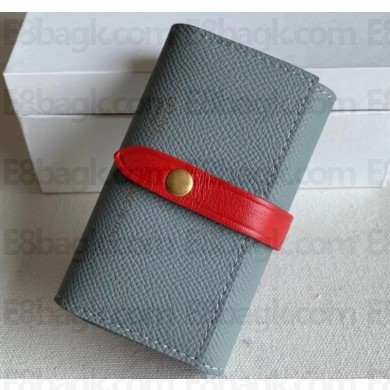 Celine Bicolour Strap Key Case Dusty Blue/Red