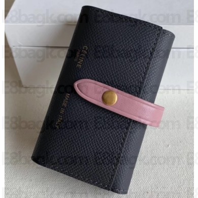 Celine Bicolour Strap Key Case Dark Gray/Pink