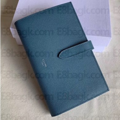 Celine Large Strap Multifunction Wallet in Grained Calfskin Denim Blue